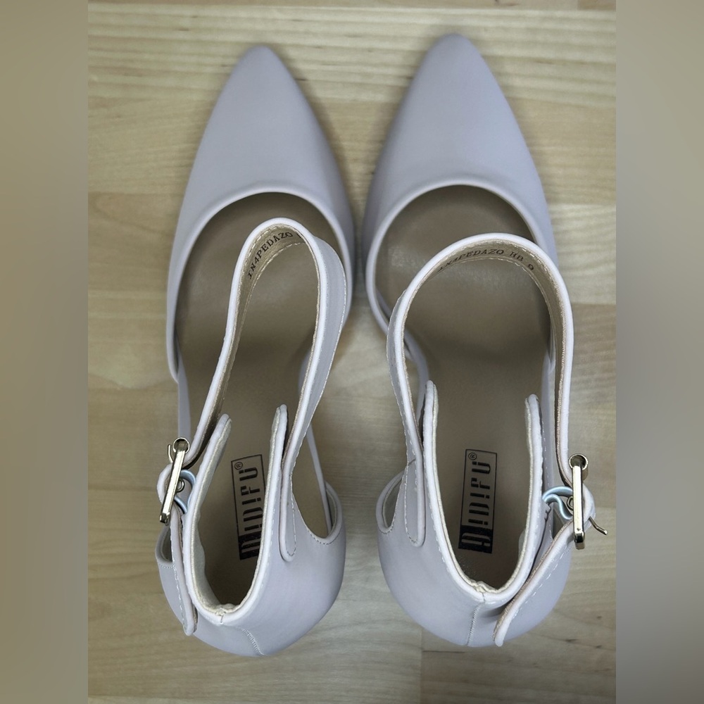 IDIFU Pedazo Nude Nubuck Ankle Strap Block Heels Size 9 NIB - Picture 7 of 11